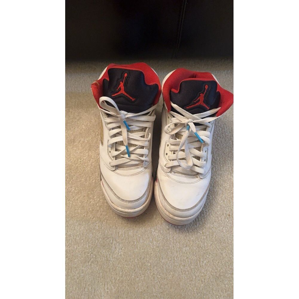 Jordan Men Shoes Sneakers Retro 5 Size 7Y Grade School Fire Red Black Tongue
